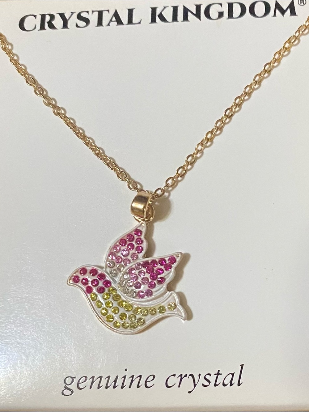 Crystal Bird Dove Pendant Necklace - Picture 3 of 3
